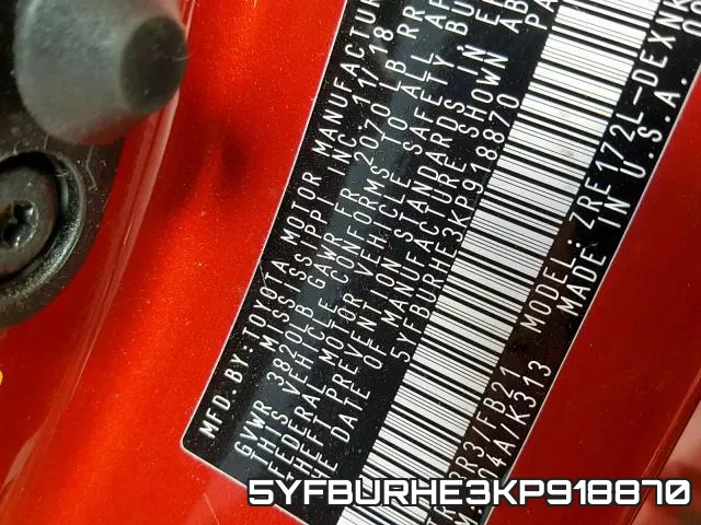 5YFBURHE3KP918870 фото 2