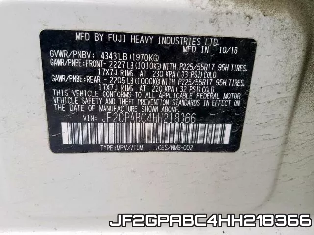 JF2GPABC4HH218366 фото 2