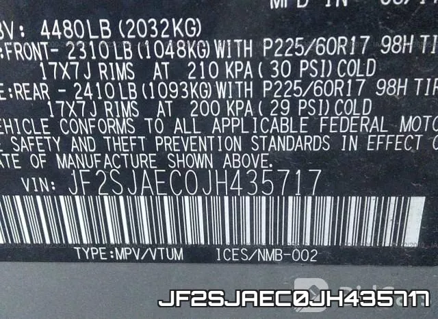 JF2SJAEC0JH435717 фото 10