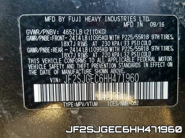 JF2SJGEC6HH471960 фото 2