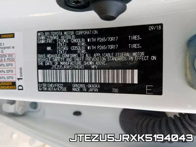 JTEZU5JRXK5194043 фото 2