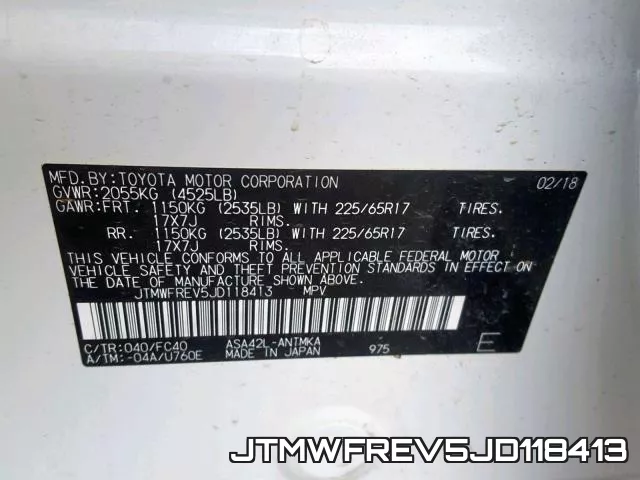 JTMWFREV5JD118413 фото 2