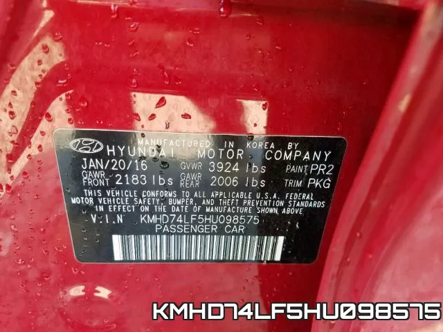 KMHD74LF5HU098575 фото 2