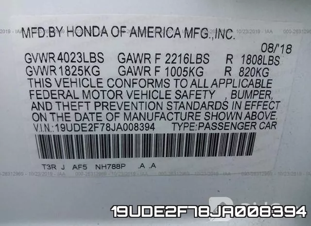 19UDE2F78JA008394 фото 10