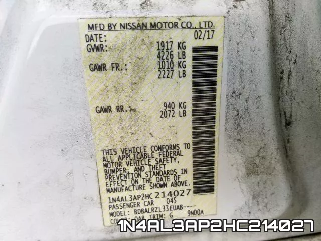 1N4AL3AP2HC214027 фото 2