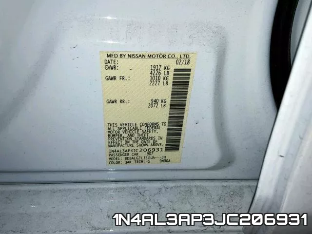 1N4AL3AP3JC206931 фото 2