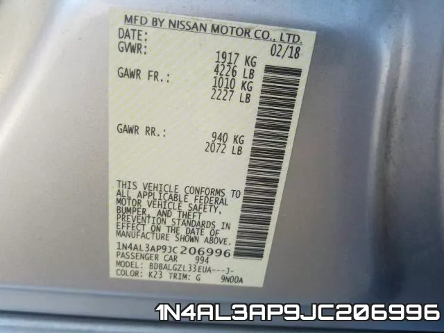 1N4AL3AP9JC206996 фото 2