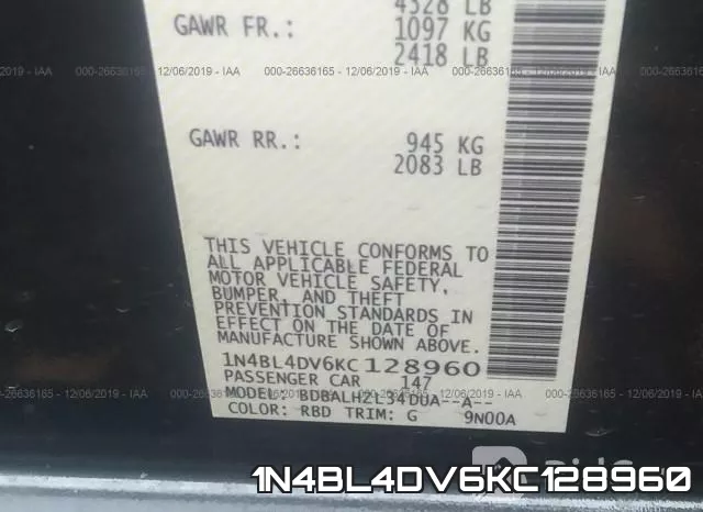 1N4BL4DV6KC128960 фото 10