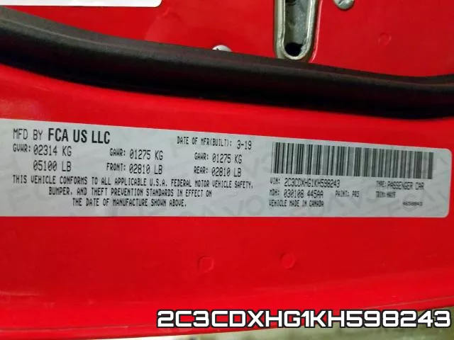 2C3CDXHG1KH598243 фото 2
