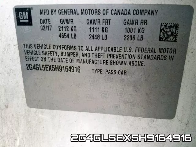 2G4GL5EX5H9164916 фото 2