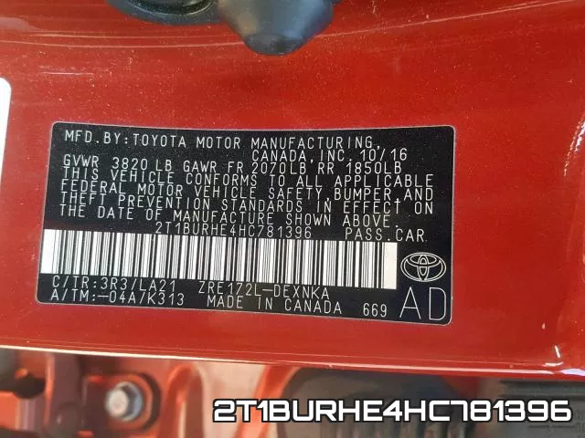 2T1BURHE4HC781396 фото 2