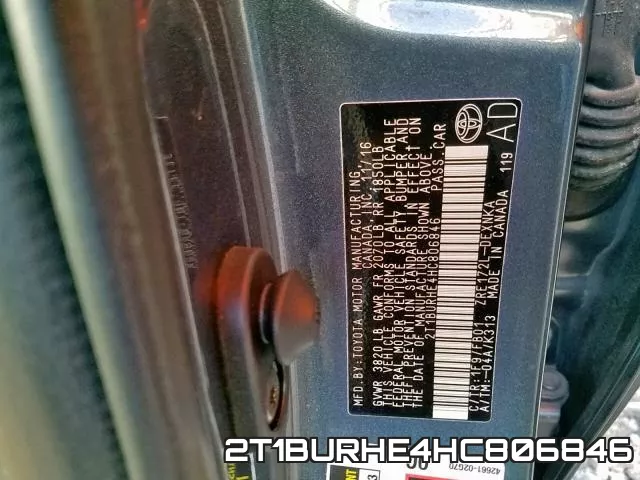 2T1BURHE4HC806846 фото 2