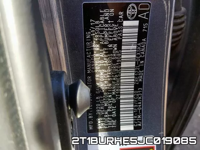 2T1BURHE5JC019085 фото 2
