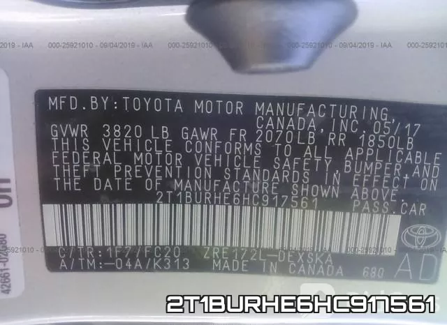 2T1BURHE6HC917561 фото 10