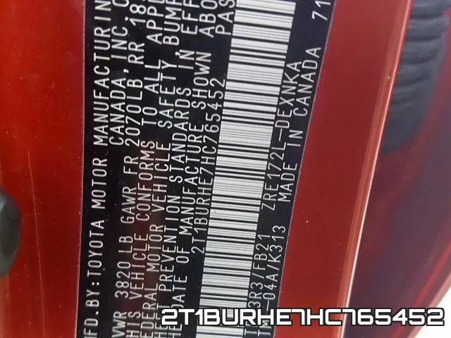 2T1BURHE7HC765452 фото 2