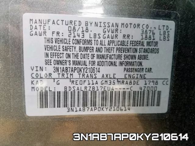 3N1AB7AP0KY210614 фото 2