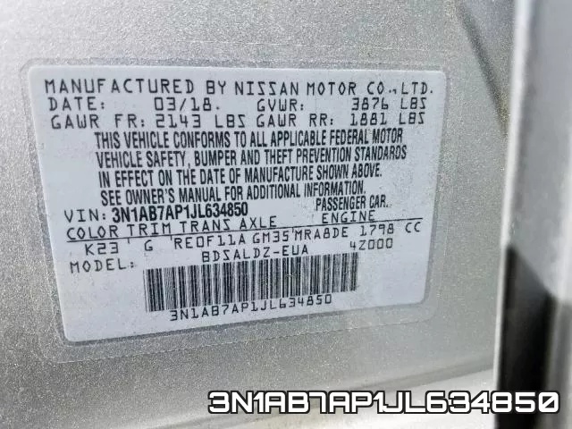 3N1AB7AP1JL634850 фото 2
