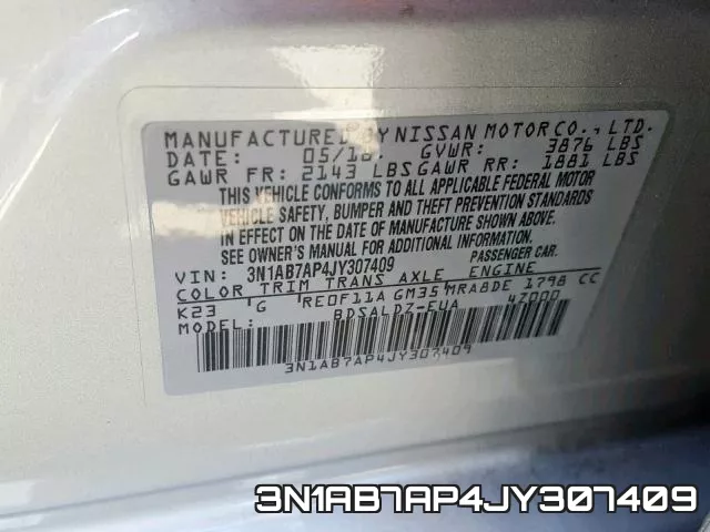 3N1AB7AP4JY307409 фото 2