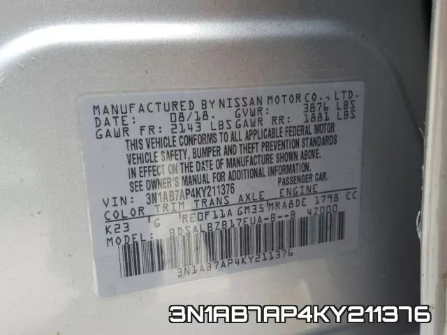 3N1AB7AP4KY211376 фото 2