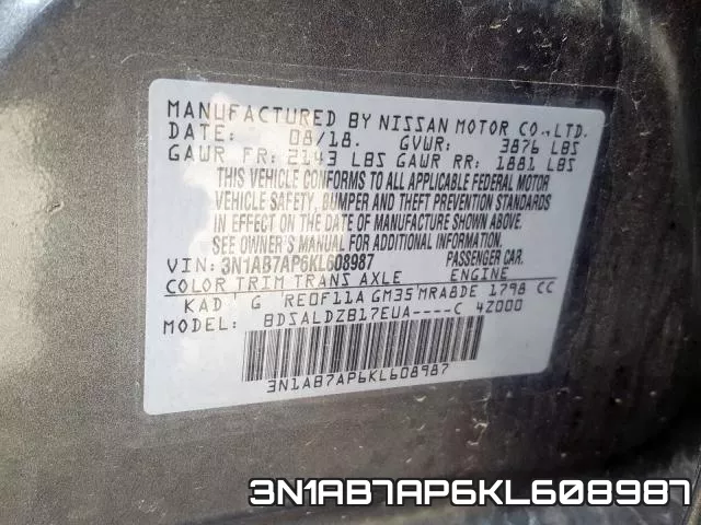 3N1AB7AP6KL608987 фото 2