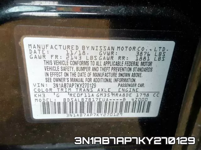 3N1AB7AP7KY270129 фото 2