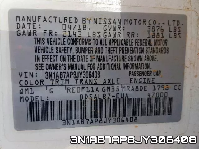 3N1AB7AP8JY306408 фото 2