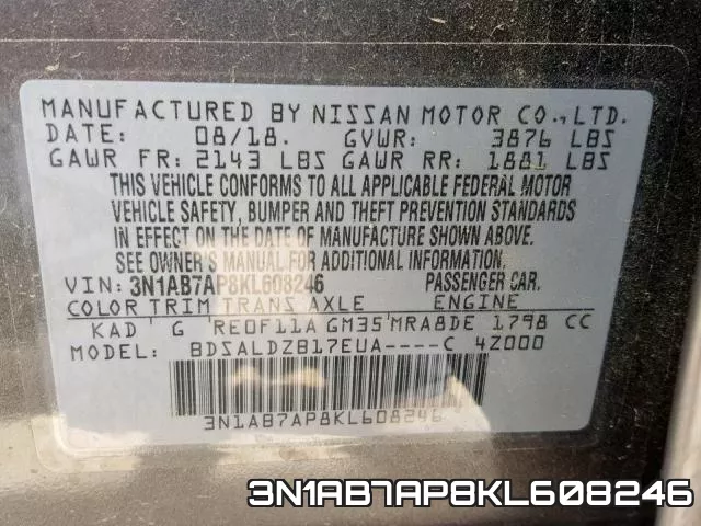 3N1AB7AP8KL608246 фото 2