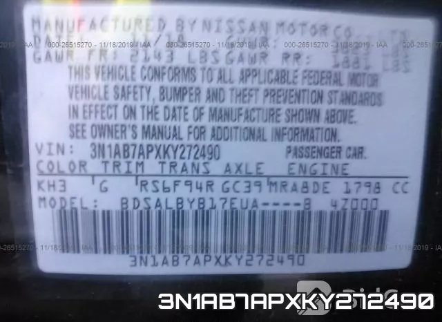 3N1AB7APXKY272490 фото 10