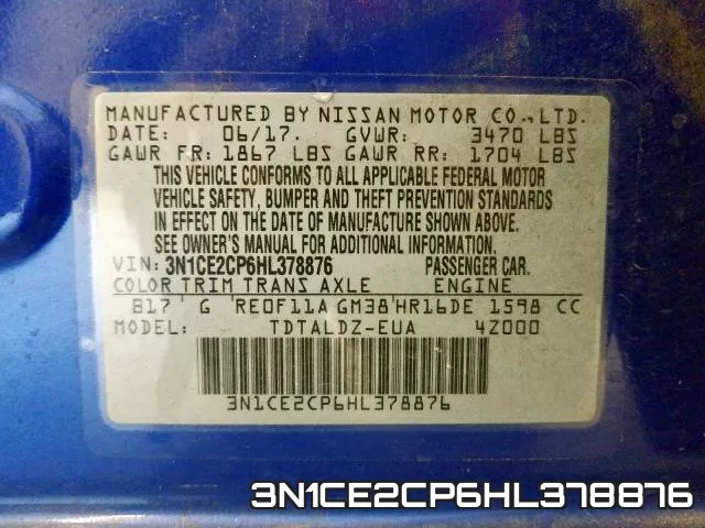 3N1CE2CP6HL378876 фото 2