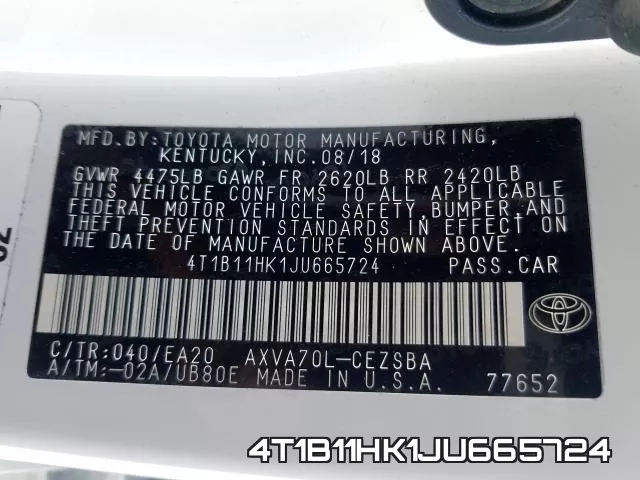 4T1B11HK1JU665724 фото 2