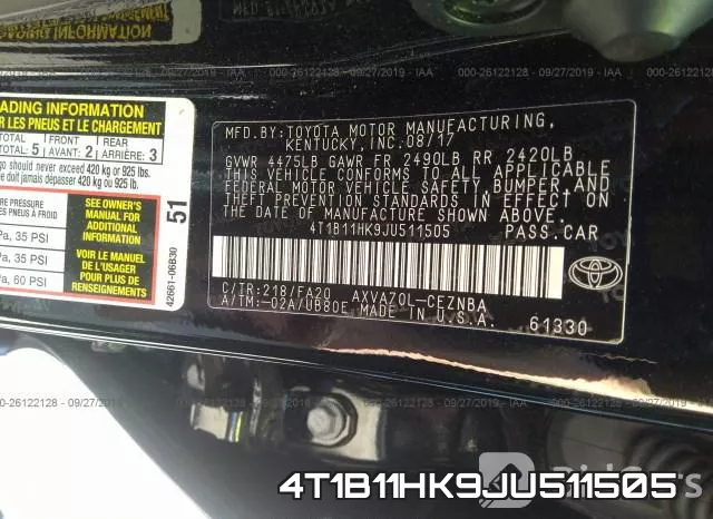 4T1B11HK9JU511505 фото 9