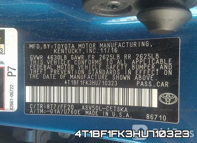 4T1BF1FK3HU710323 фото 10