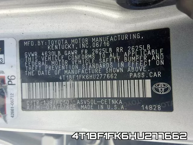 4T1BF1FK6HU277662 фото 2