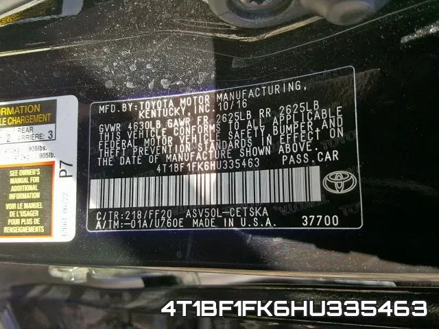 4T1BF1FK6HU335463 фото 2