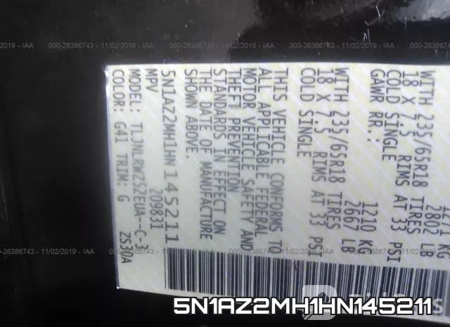 5N1AZ2MH1HN145211 фото 10