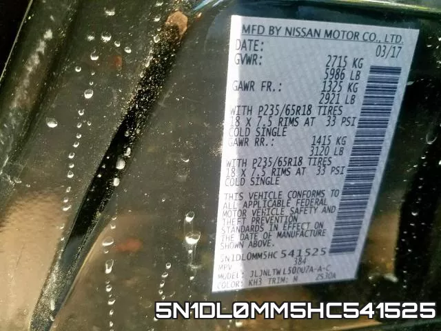5N1DL0MM5HC541525 фото 2