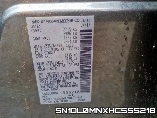 5N1DL0MNXHC555218 фото 2
