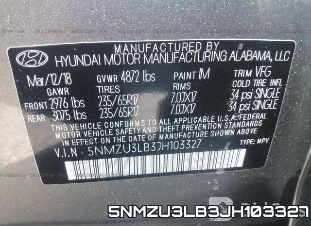 5NMZU3LB3JH103327 фото 10