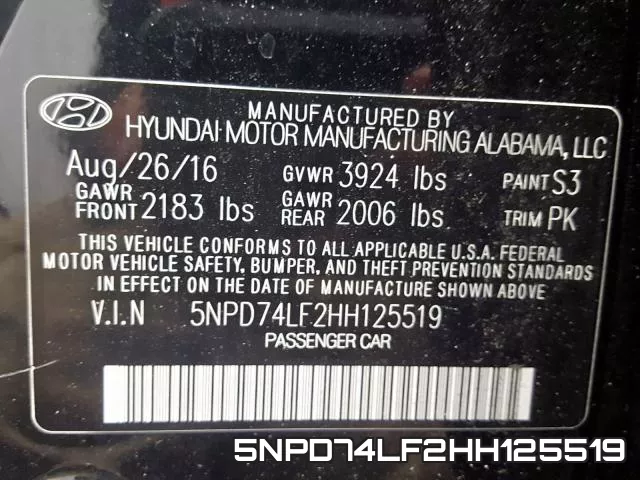5NPD74LF2HH125519 фото 2