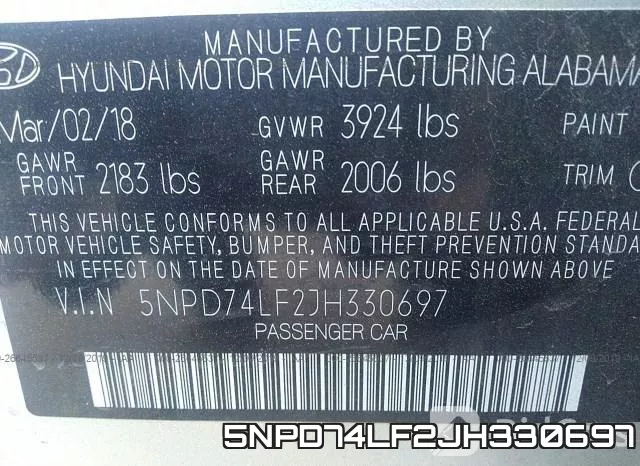 5NPD74LF2JH330697 фото 10