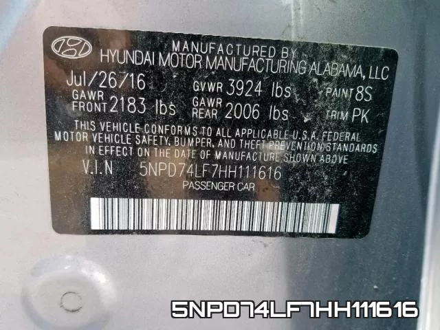 5NPD74LF7HH111616 фото 2