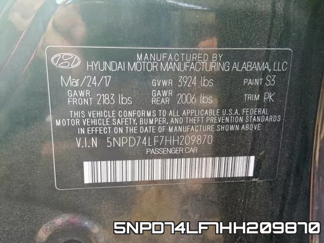 5NPD74LF7HH209870 фото 2