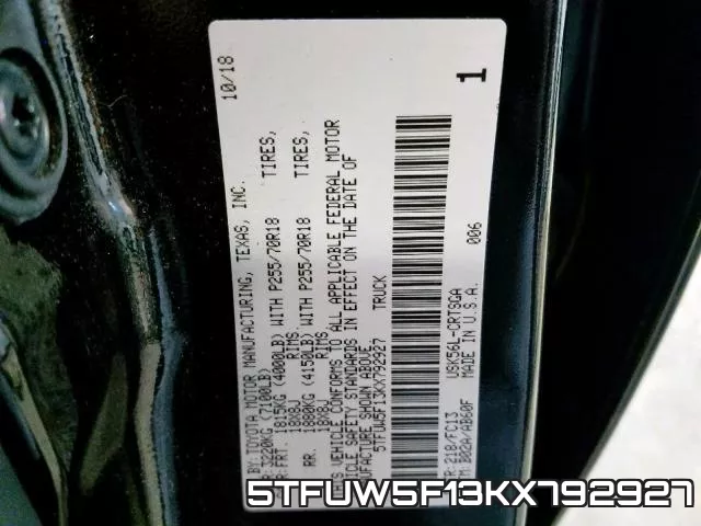 5TFUW5F13KX792927 фото 2