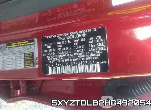5XYZTDLB2HG492054 фото 9