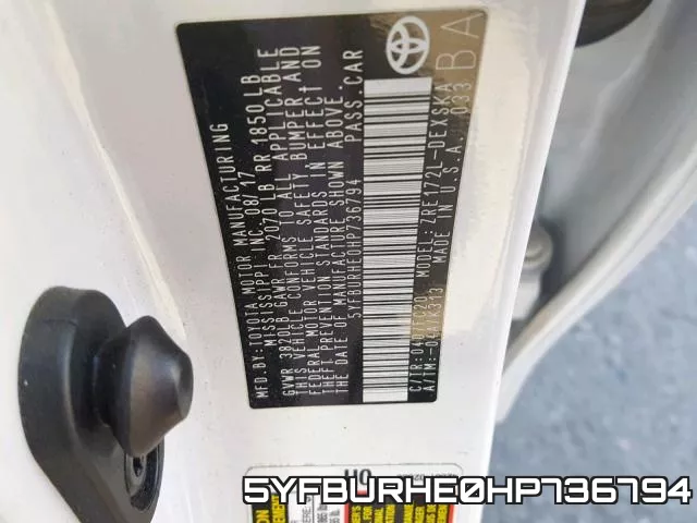 5YFBURHE0HP736794 фото 2