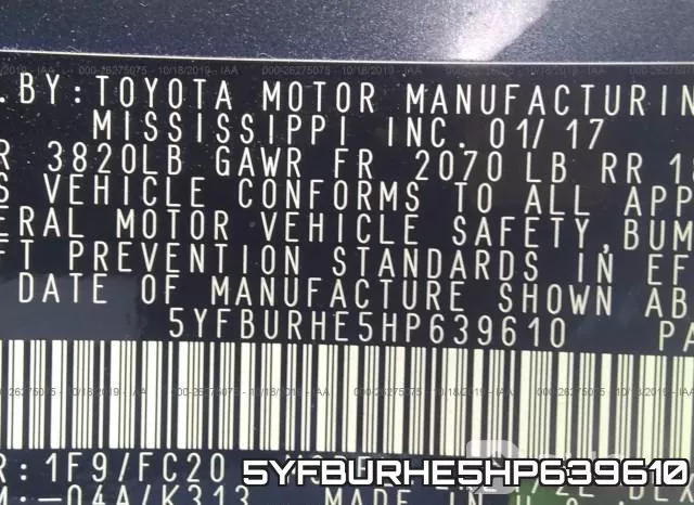 5YFBURHE5HP639610 фото 10