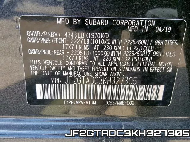 JF2GTADC3KH327305 фото 2