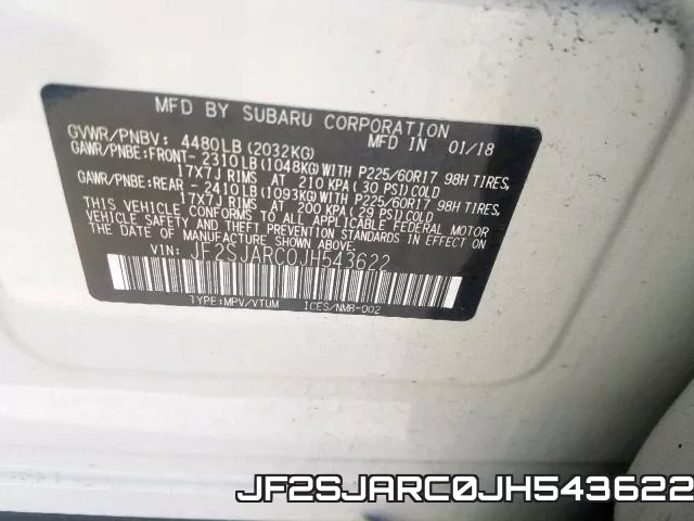 JF2SJARC0JH543622 фото 2