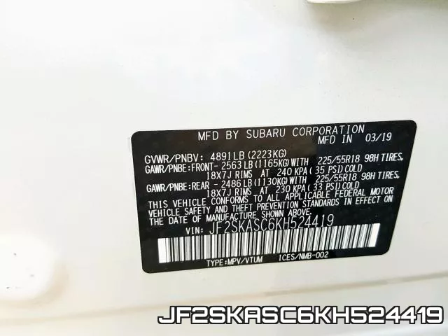 JF2SKASC6KH524419 фото 2