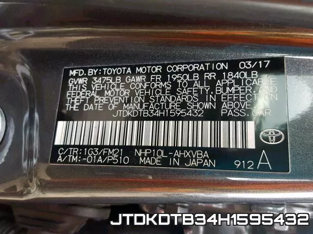 JTDKDTB34H1595432 фото 2
